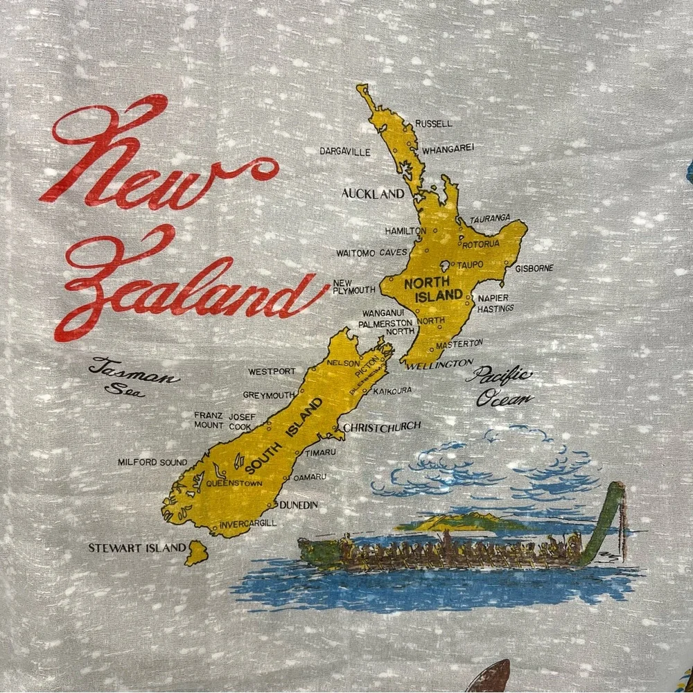 Vintage Dandy New Zealand Kiwi‎ Souvenir Scarf